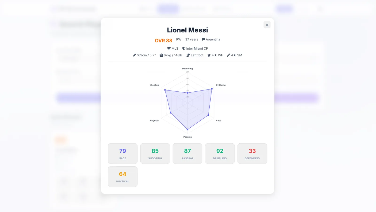 FIFA Player Recommendation System - Player Profile View