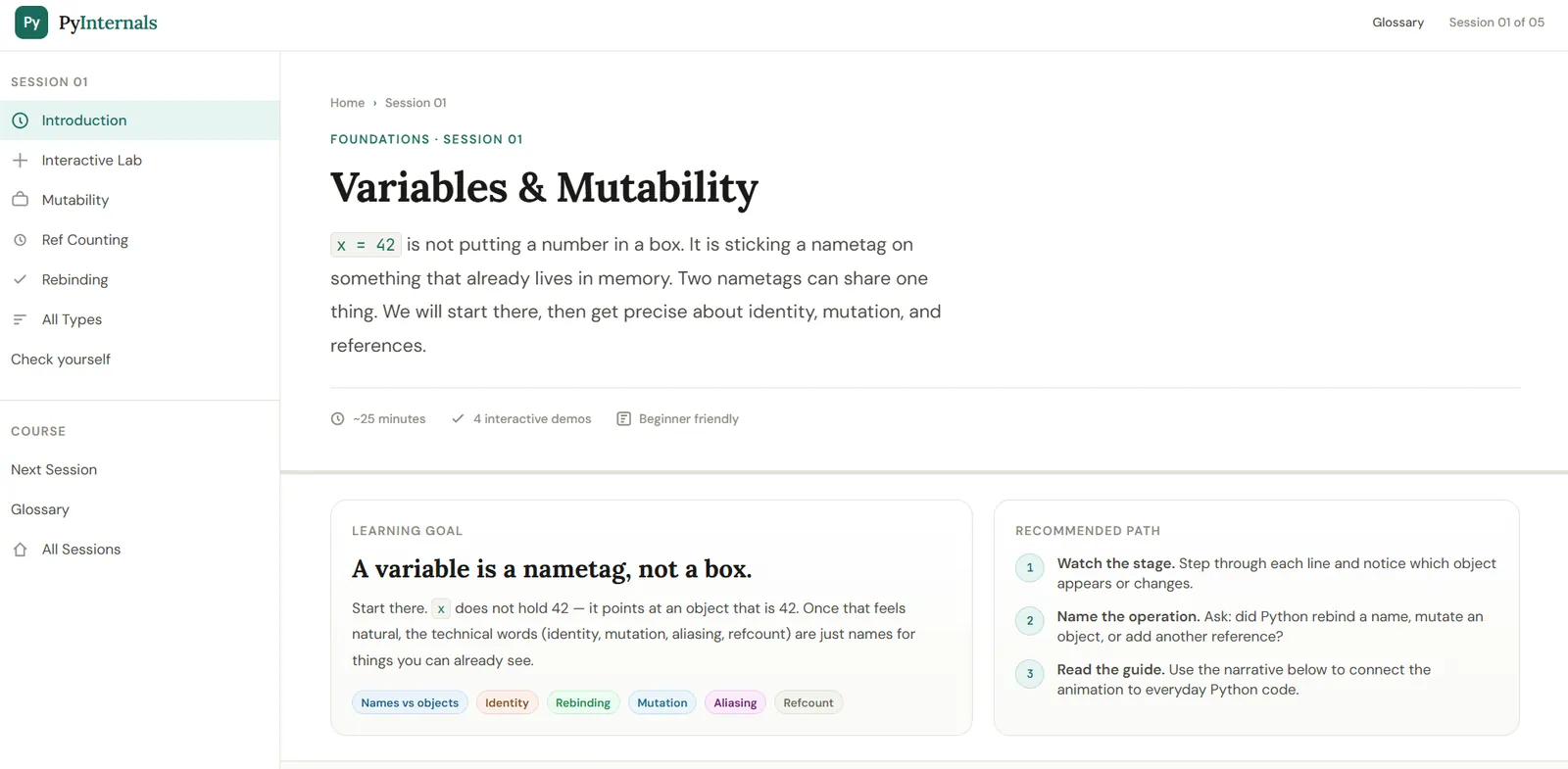 Py Internals - Session 01 Variables and Mutability