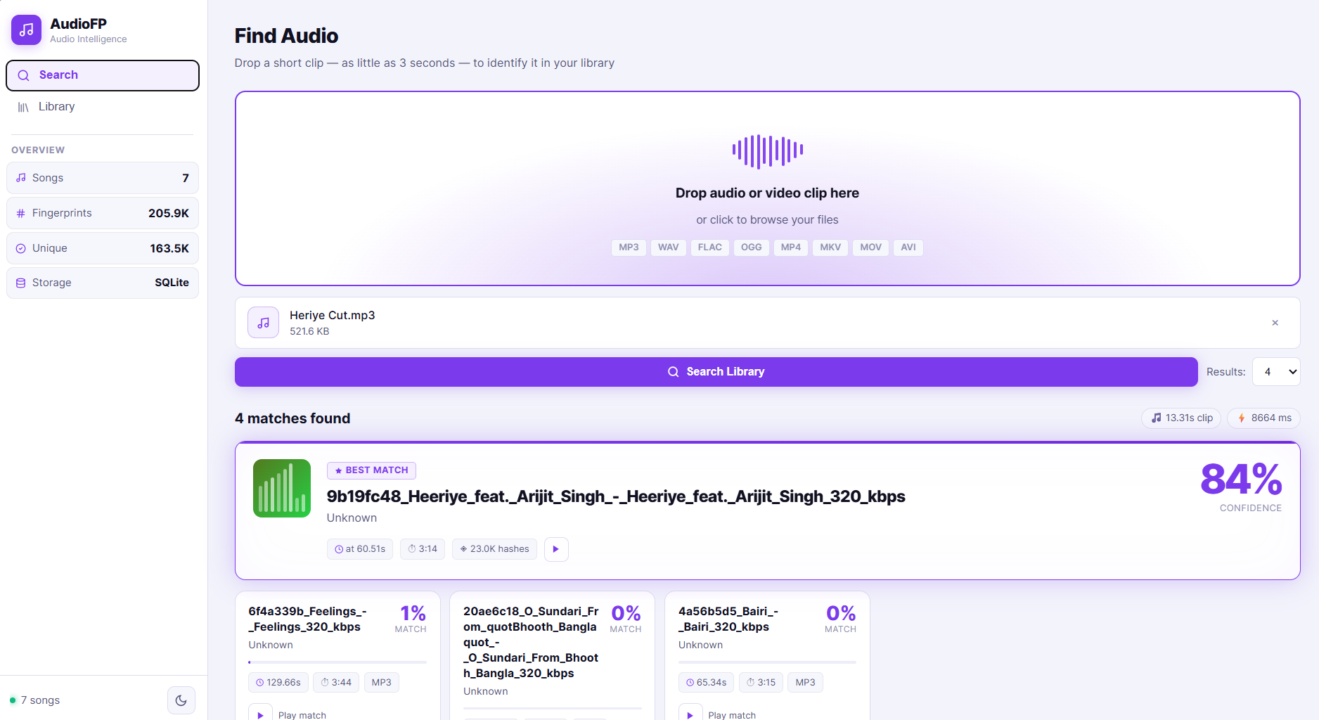 AudioFP Search Interface