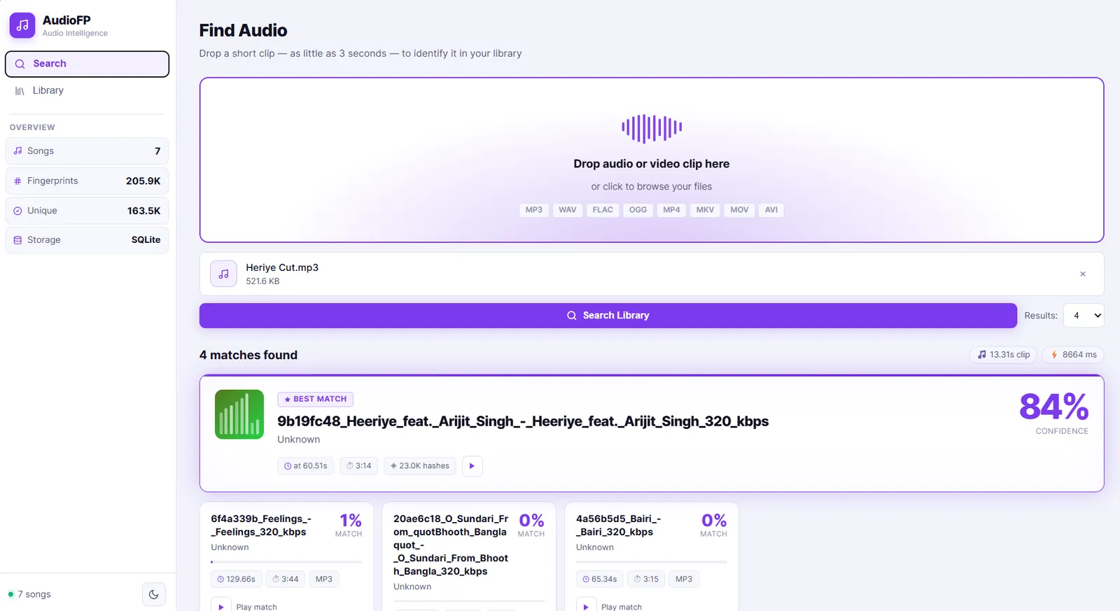 AudioFP Search Interface