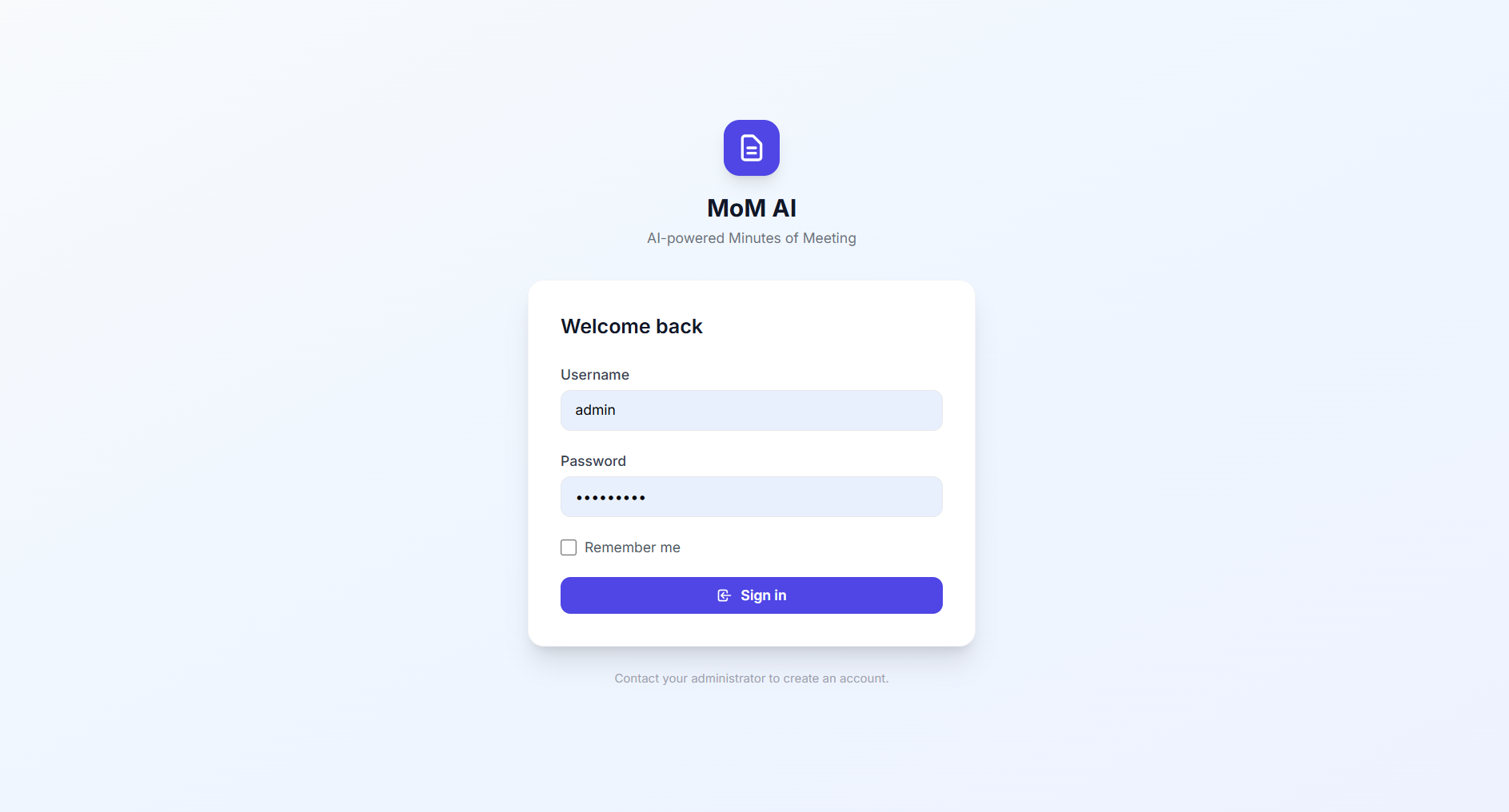 MoM AI - Login Page