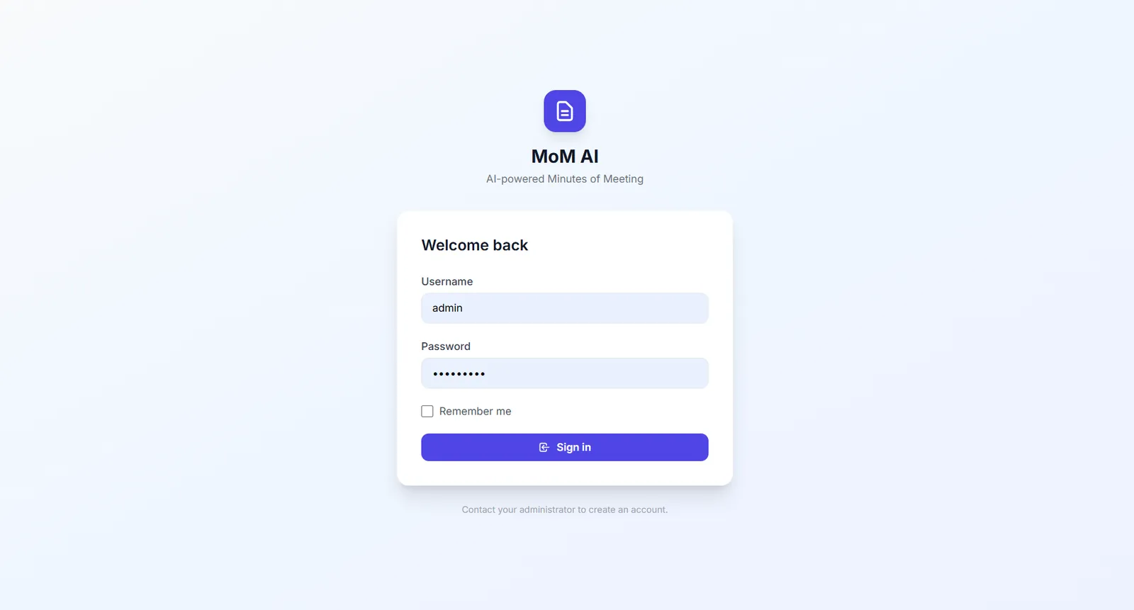 MoM AI - Login Page
